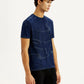 Men's Abstract Navy Blue Slim Fit Seamless T-shirt - Side View