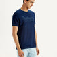 Men's Brand Logo Dark Blue Slim Fit Seamless T-shirt - Side View