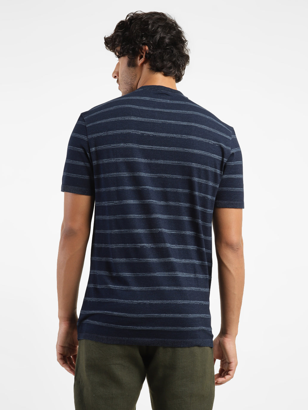 Men's Striped Henley Neck T-shirt - 6db88de8-4d9a-42cc-89a4-a56ee95b5c6e View