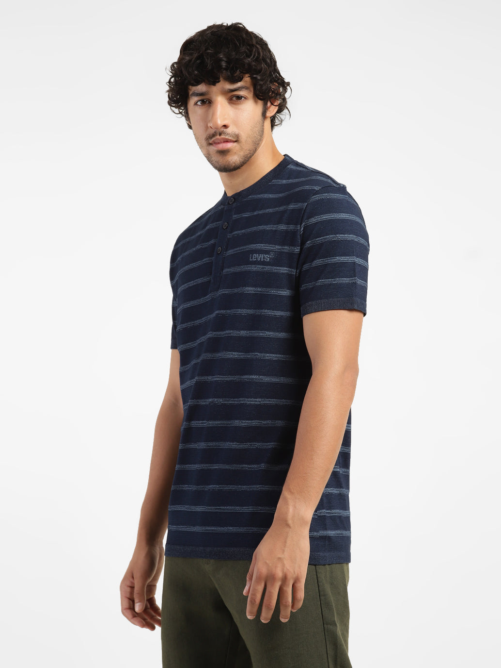 Men's Striped Henley Neck T-shirt - d7c1a964-4ad2-40c2-a7ab-8cc67f7bc389 View