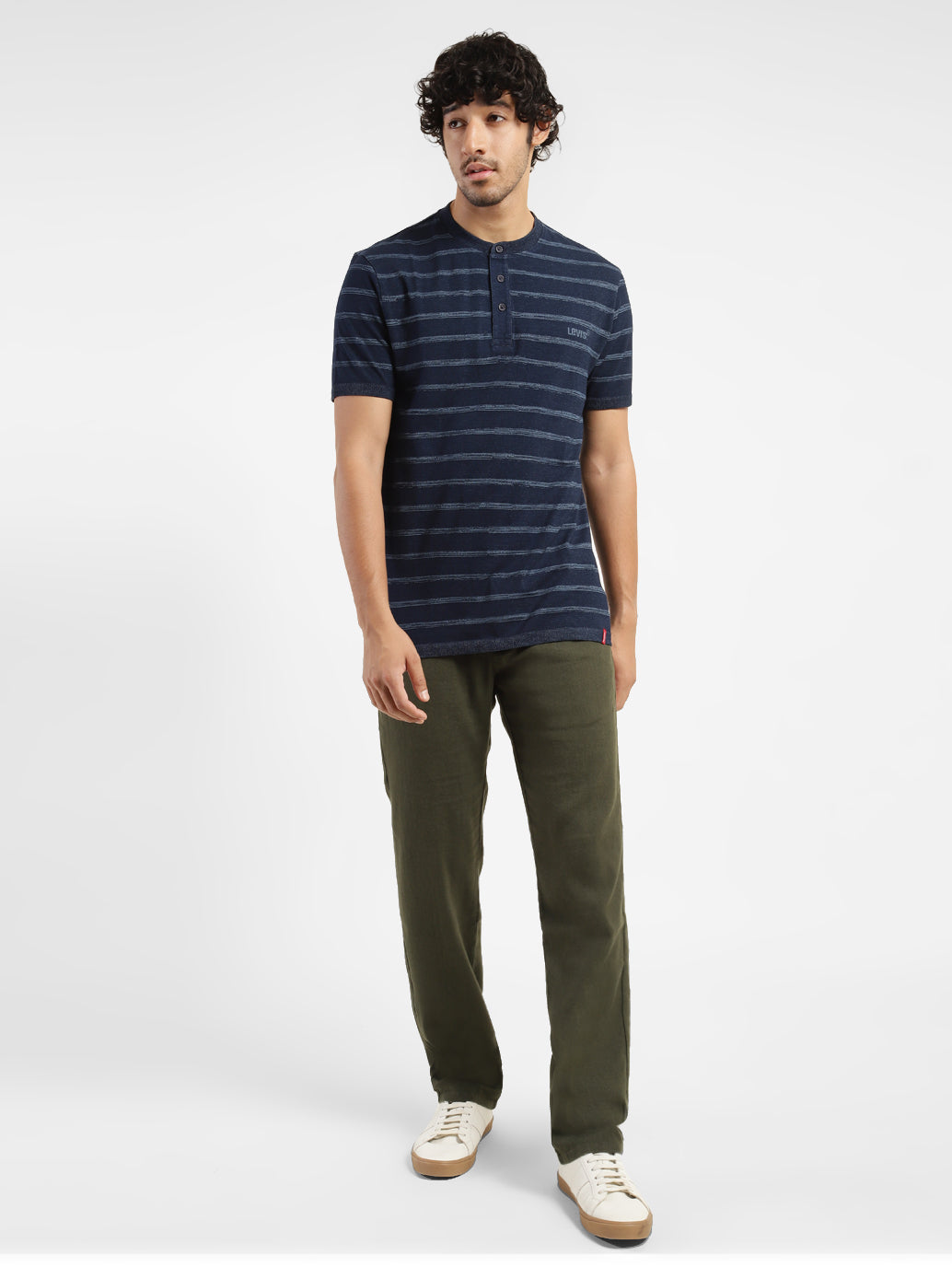 Men's Striped Henley Neck T-shirt - be70f49d-da8b-4750-a60e-14f400b311fa View