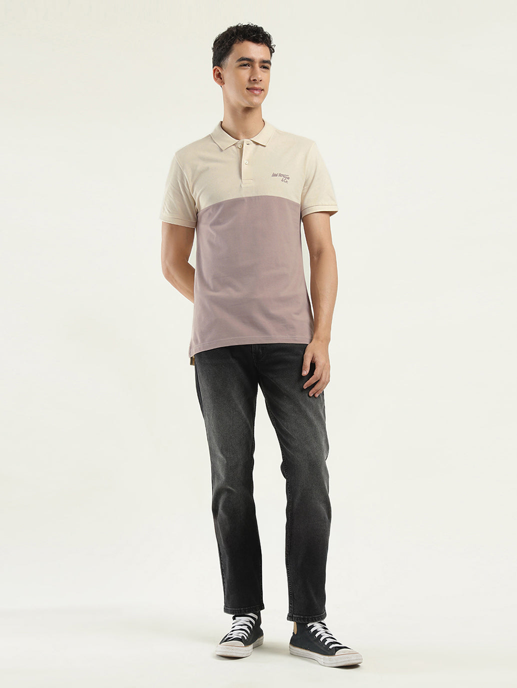 Men's Colorblock Polo T-Shirt - ModelFront View