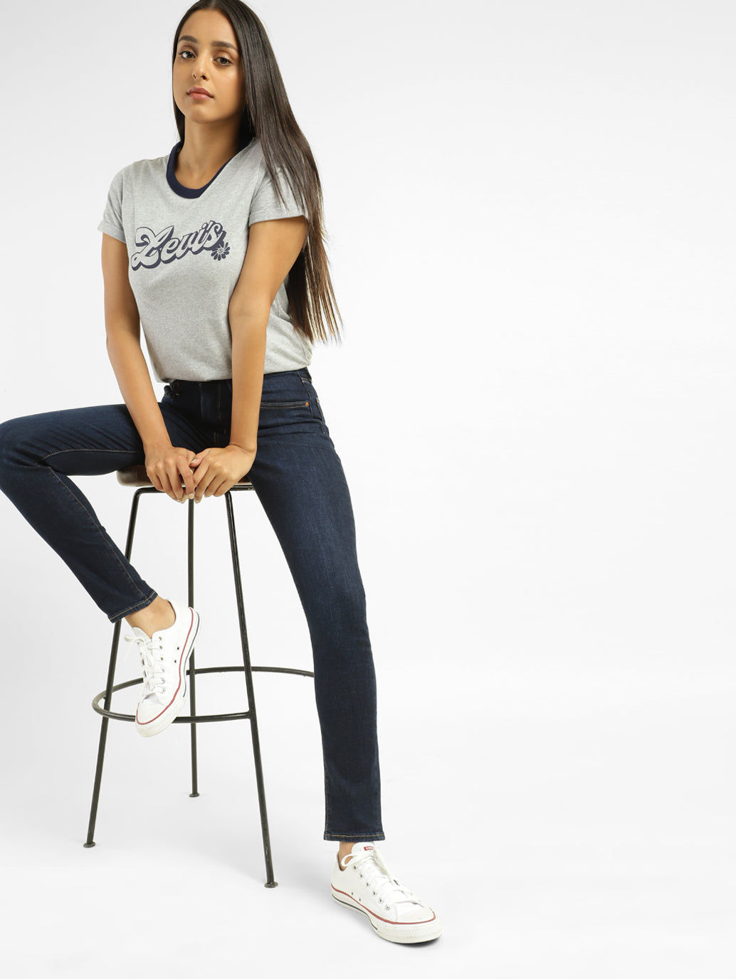 Women's 721 Blue Skinny Fit Mid Rise Jeans - c45763d3-fc59-43fb-a68a-a0c7a8899d31 View