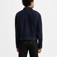 Men's Solid Blue Denim Jacket - Back View