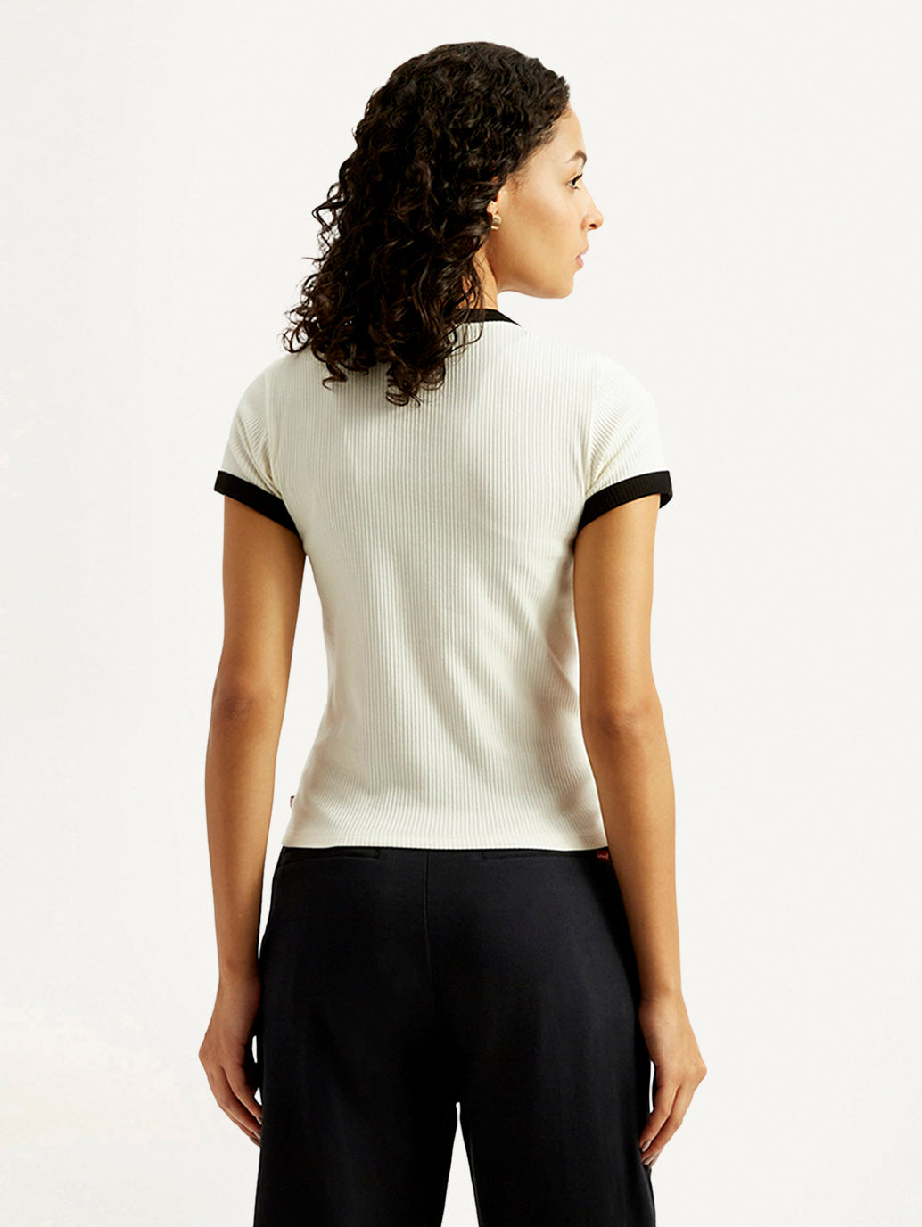 Women's Solid Slim Fit T-shirt - Back View