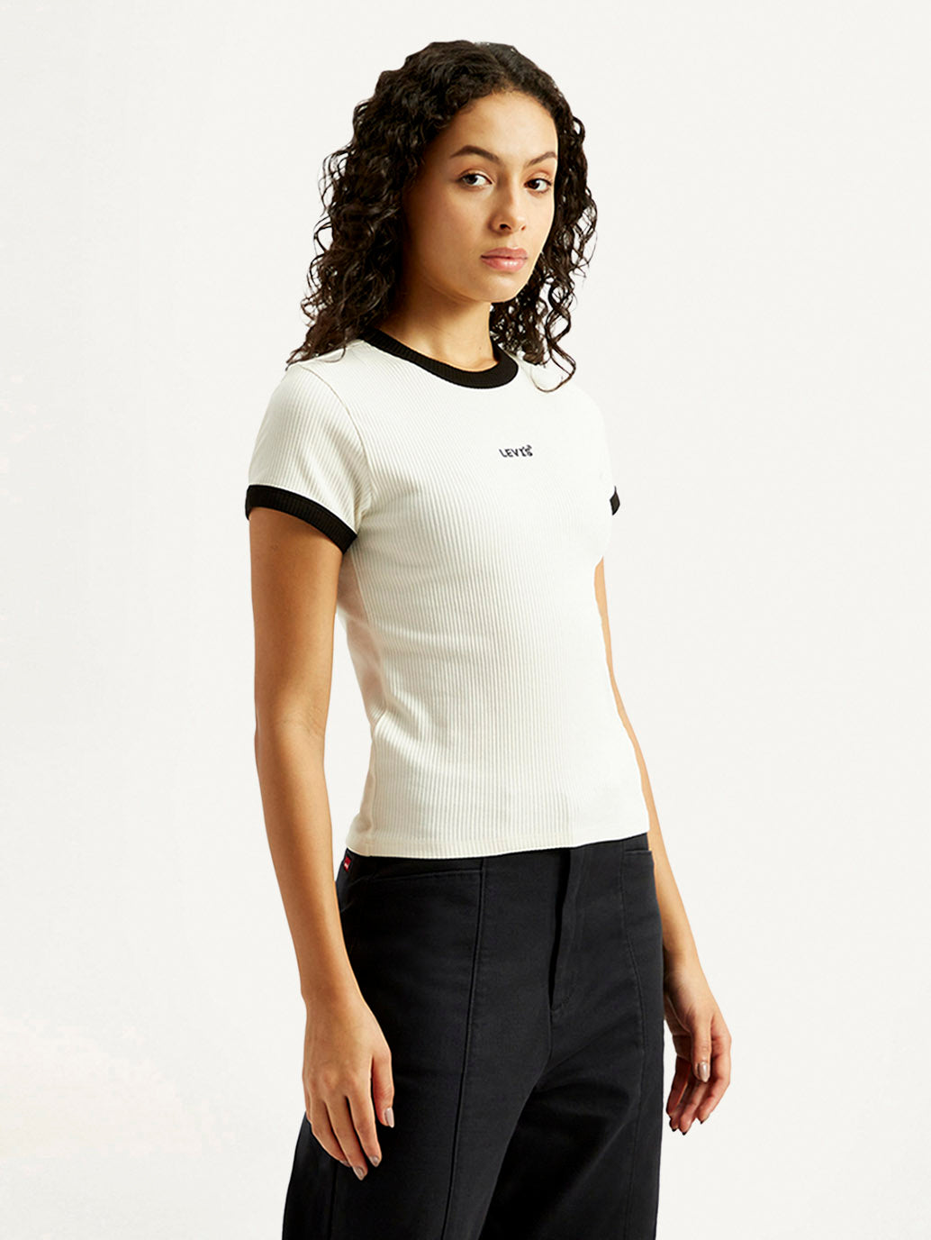 Women's Solid Slim Fit T-shirt - Side View