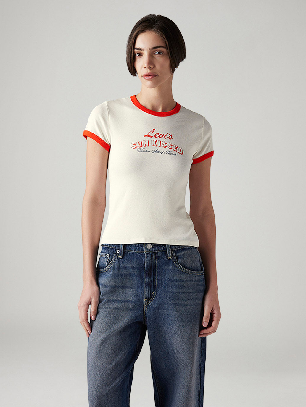 Women's Typography Printed Slim Fit T-Shirt - Front View