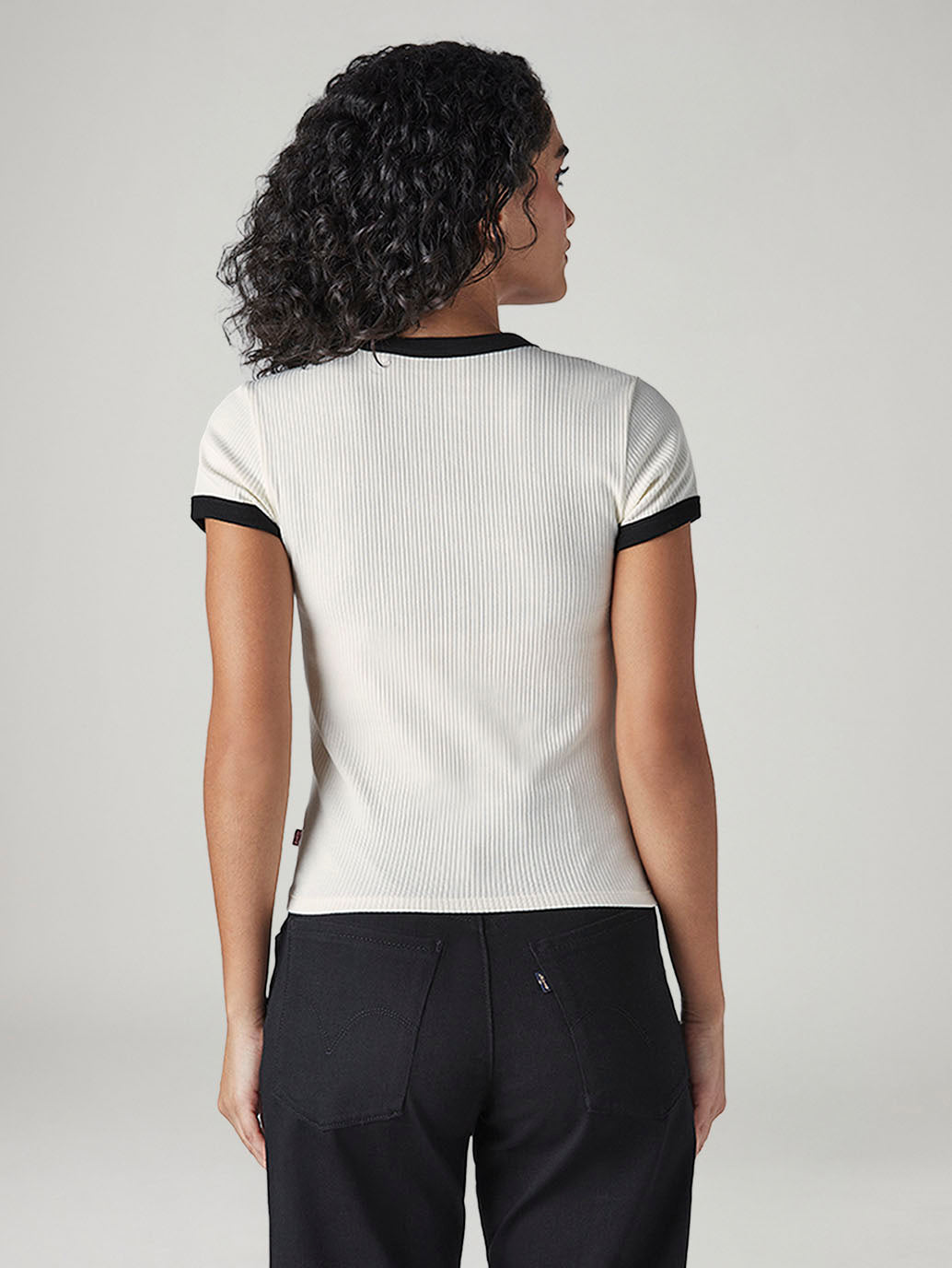 Women's Colorblock Slim Fit Ribbed T-Shirt - Back View