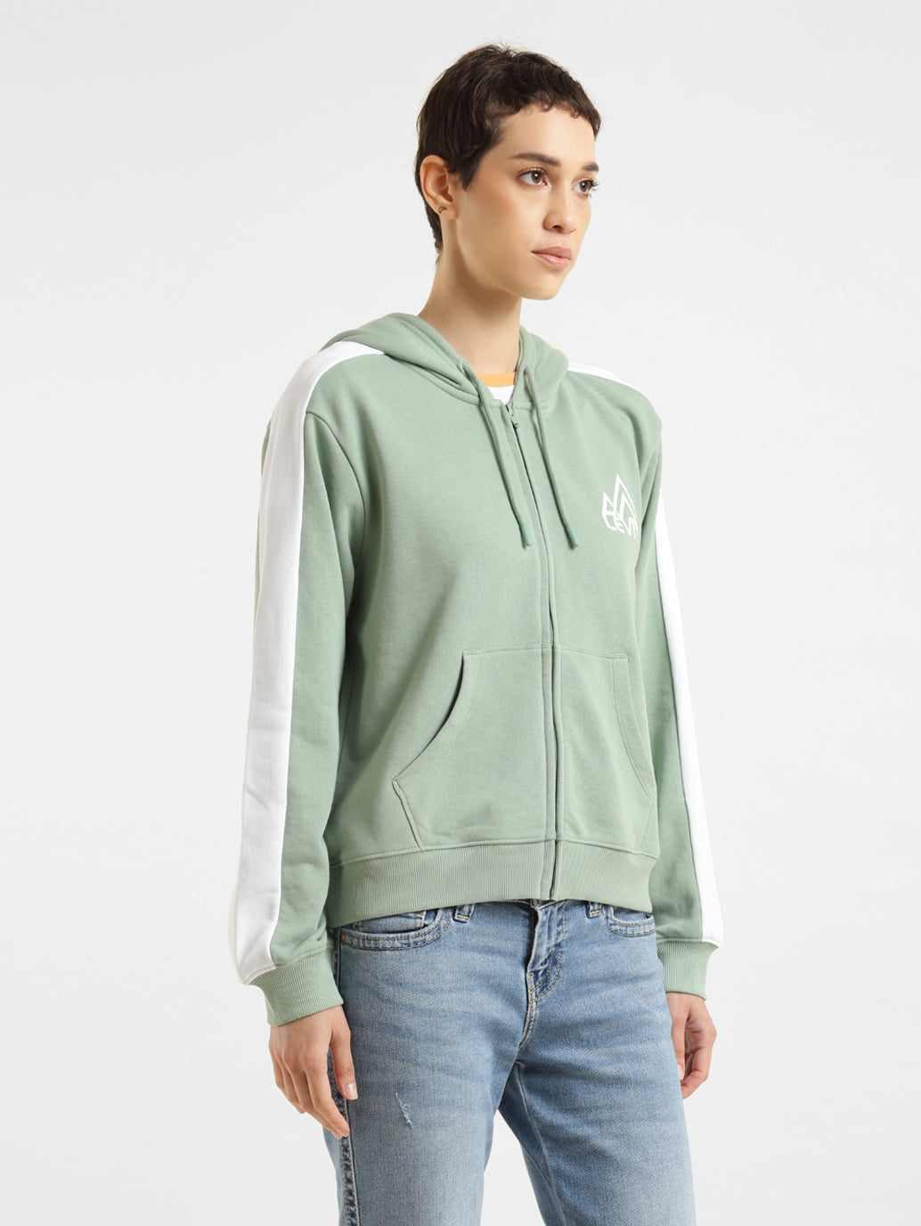 Women's Printed Green Hooded Sweatshirt - 111fd372-4561-4388-99ad-a97020f14e35 View
