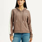 Women's Solid Brown Hooded Sweatshirt - Front View