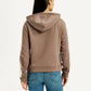 Women's Solid Brown Hooded Sweatshirt - Back View