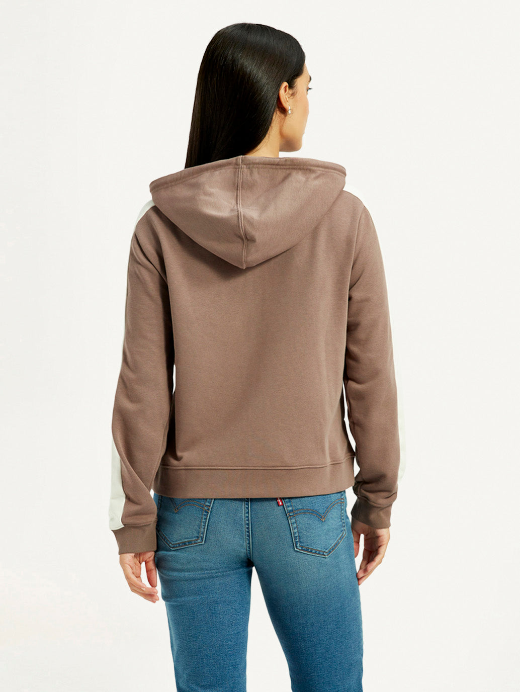 Women's Solid Brown Hooded Sweatshirt - Back View