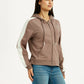 Women's Solid Brown Hooded Sweatshirt - Side View