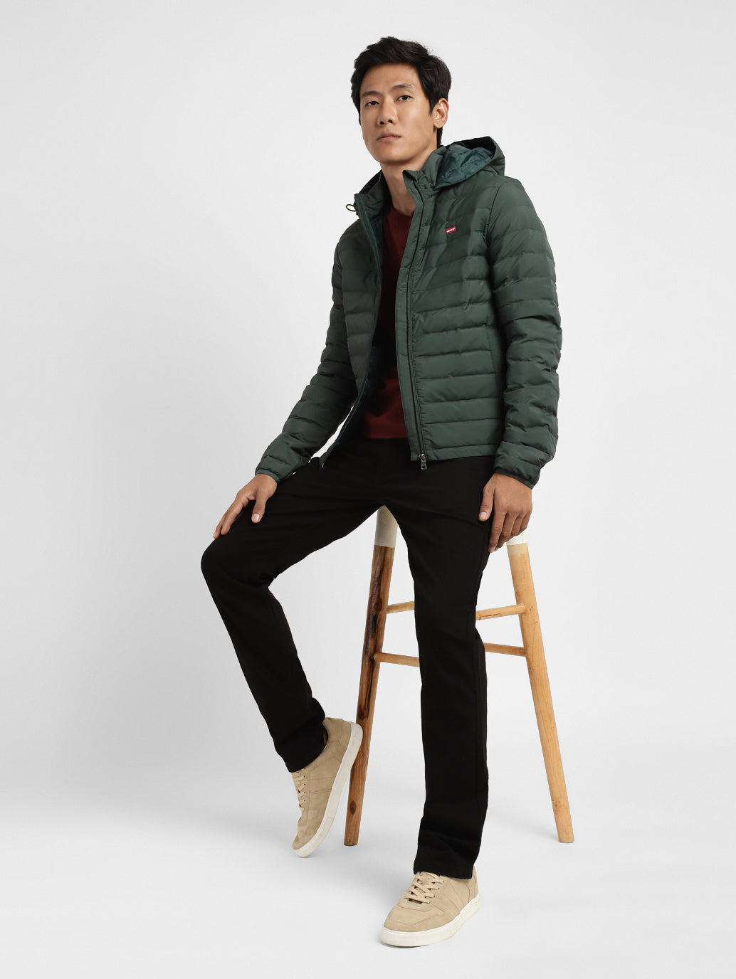 Men's Quilted Hooded Jacket - e47a56ba-7805-4111-aa68-07ce26b1b45a View