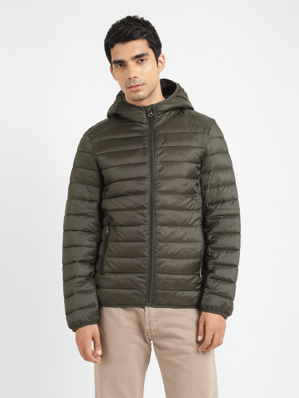 Men's Solid Green Quilted Jacket - bb08a084-814f-442b-9876-94ee0dc05998 View