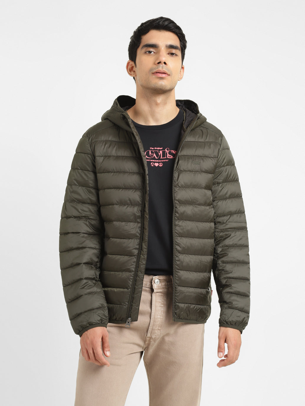 Men's Solid Green Quilted Jacket - 02207d69-82b2-4e47-b51b-d794ffdf9150 View