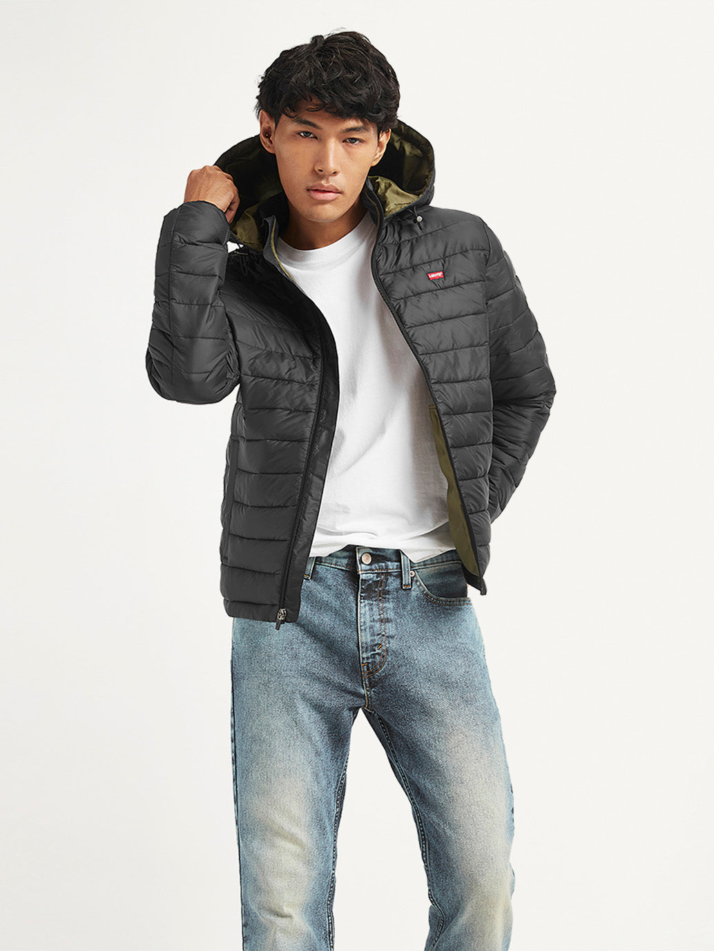 Men's Quilted Black Hooded Puffer Jacket - 50a60a60-0f90-4b45-bba5-2e06bbec355c View