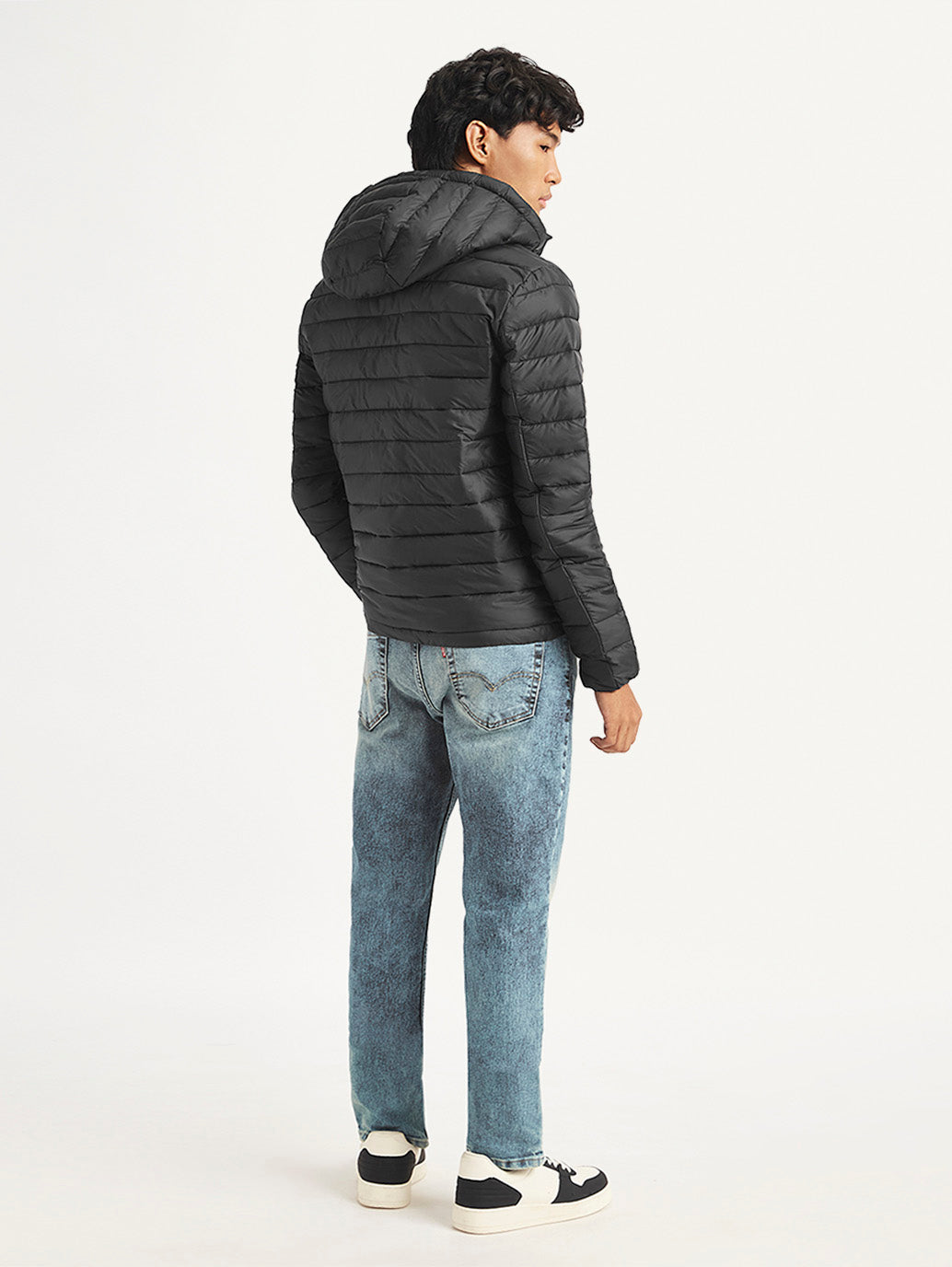 Men's Quilted Black Hooded Puffer Jacket - 3e22690b-fa94-4904-bfda-40b0aac82afb View