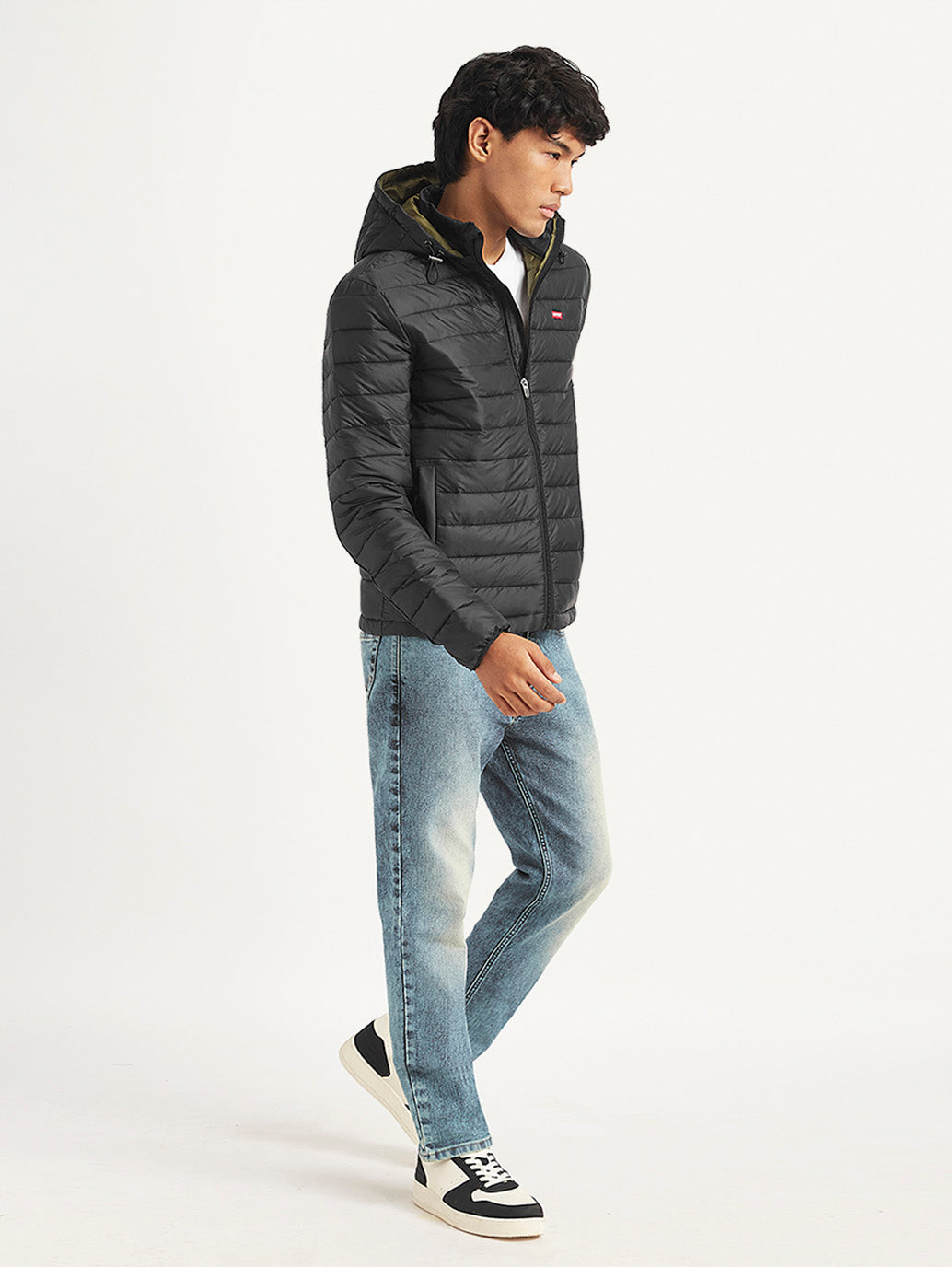 Men's Quilted Black Hooded Puffer Jacket - 0af33f17-7717-4eab-93f3-4ff55776d4ac View
