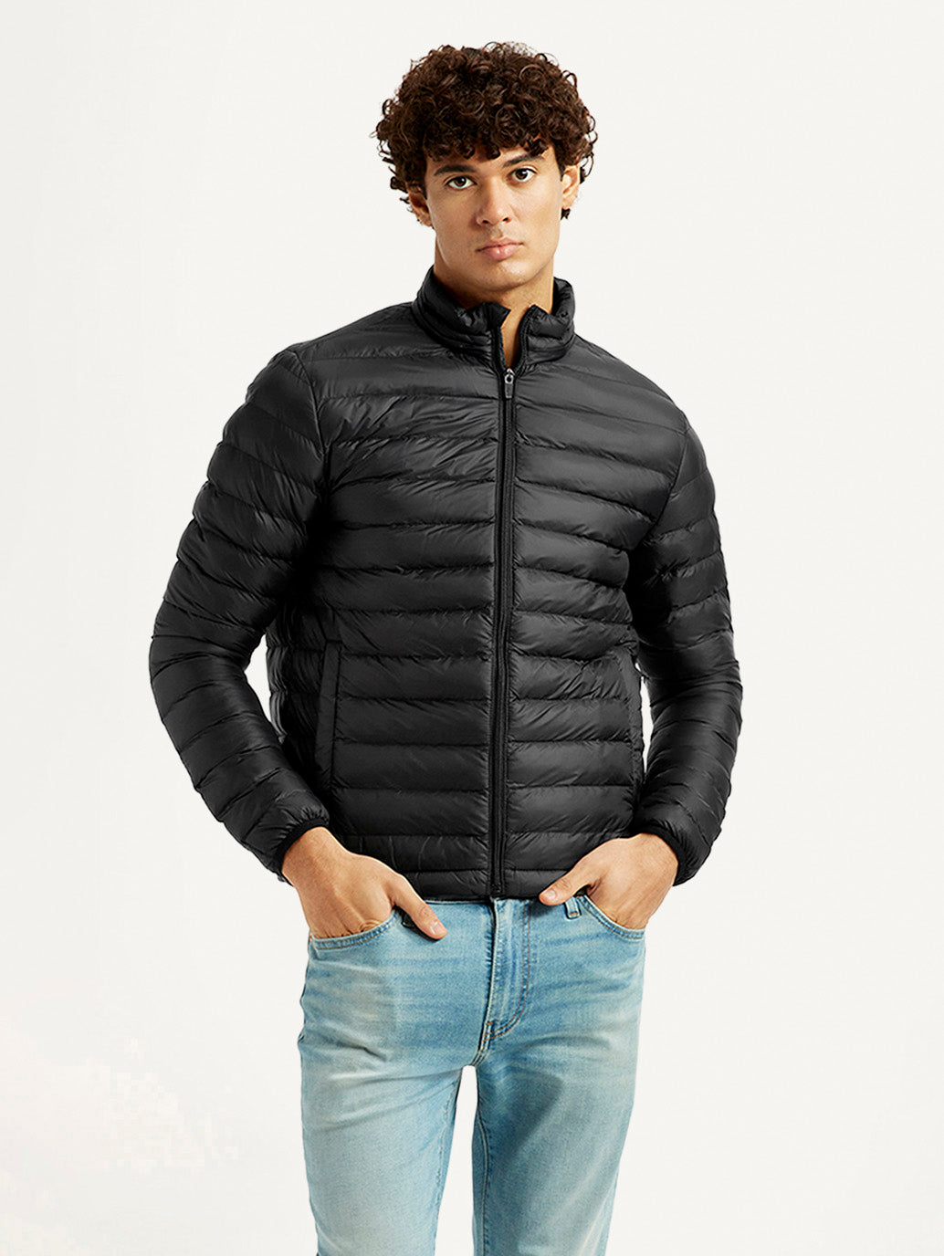 Men's Quilted Black Puffer Jacket - Stylshoot View