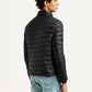 Men's Quilted Black Puffer Jacket - Back View