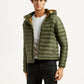 Men's Solid Olive Puffer Jacket - Styleshot View