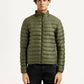 Men's Solid Olive Puffer Jacket - Front View