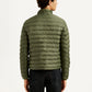 Men's Solid Olive Puffer Jacket - Back View
