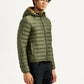 Men's Solid Olive Puffer Jacket - Side View