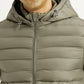 Men's Quilted Grey Puffer Jacket - Detail View