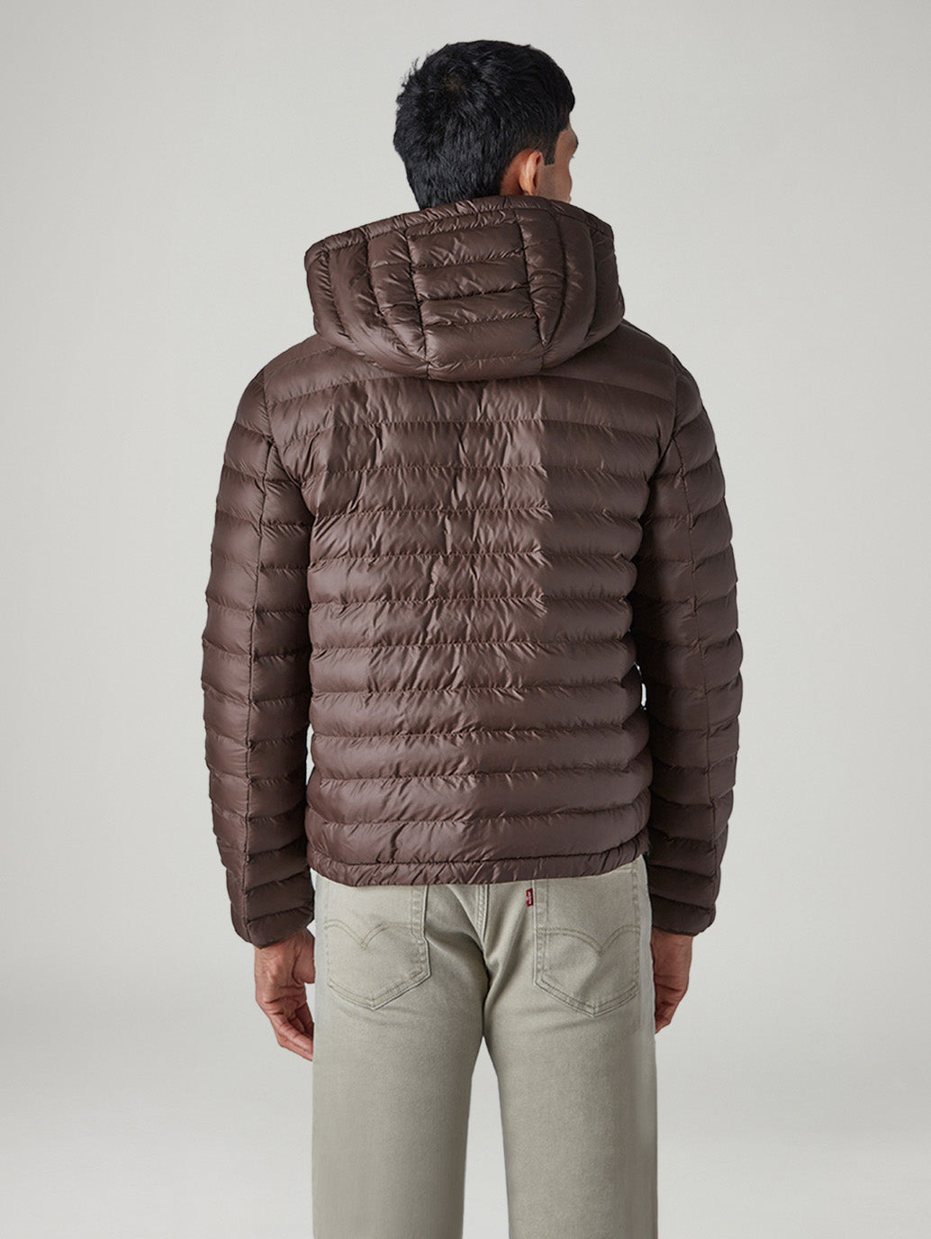 Men's Quilted Slim Fit Puffer Jacket - Back View