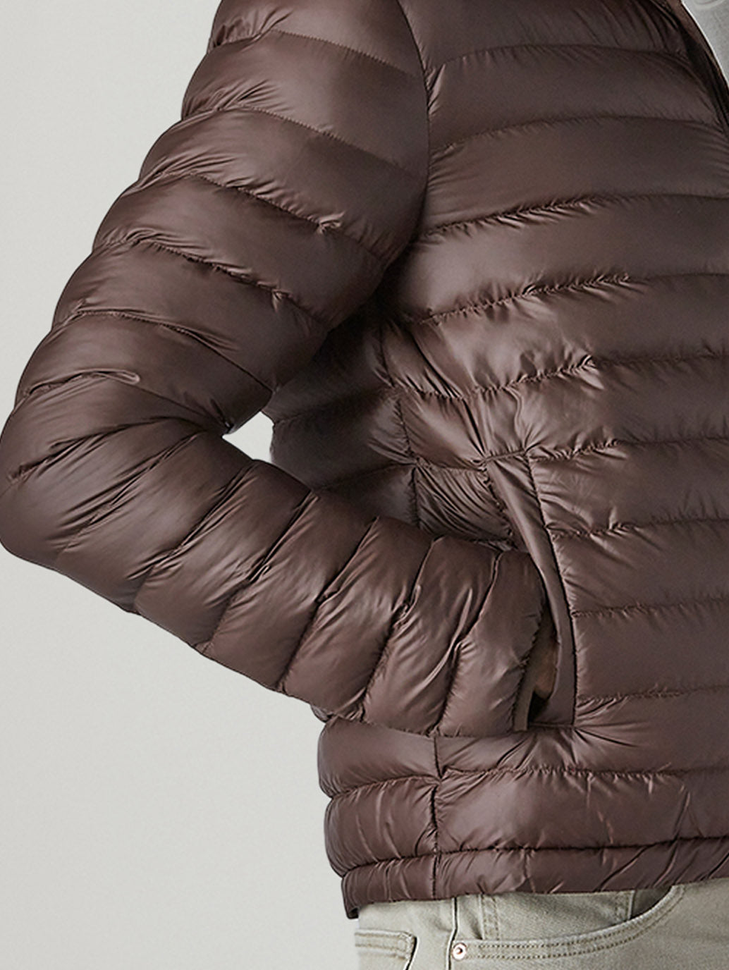 Men's Quilted Slim Fit Puffer Jacket - Detail View