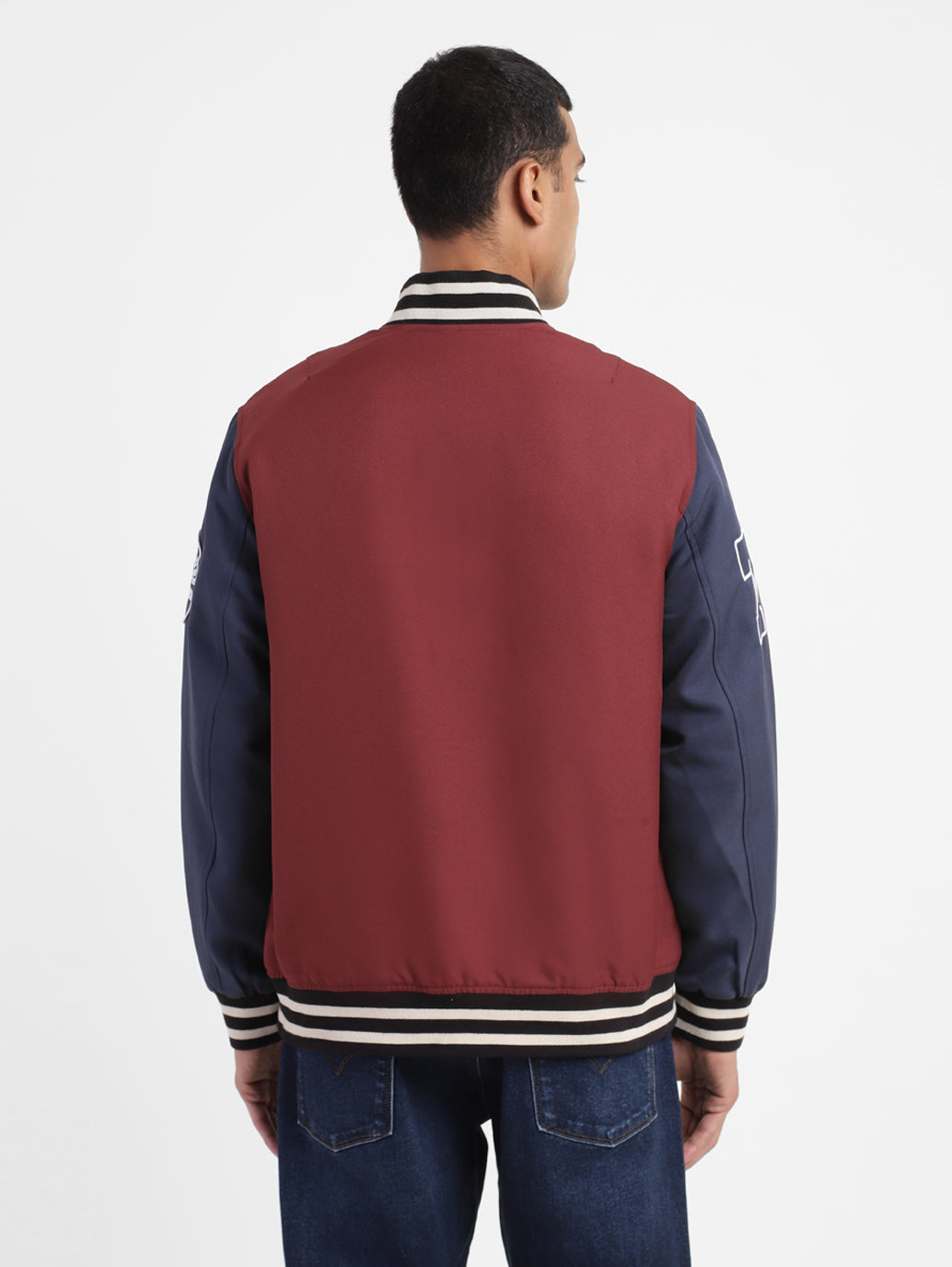 Men's Colorblock Collar Neck Bomber Jacket - 1e7b06eb-86f5-4d41-ba07-8abaee9b8992 View