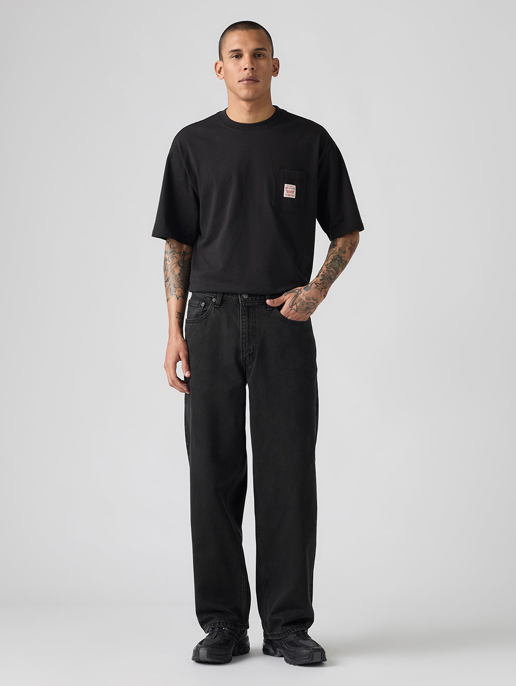 Men's 578 Black Loose Fit Mid Rise Jeans - Front View