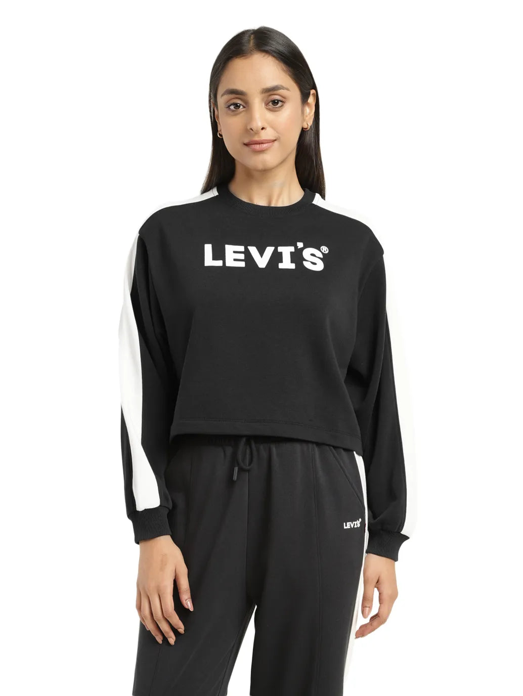 Women's Brand Logo Black Crew Neck Sweatshirt - ff255b5d-8a44-41a6-982f-e79e3b539a96 View