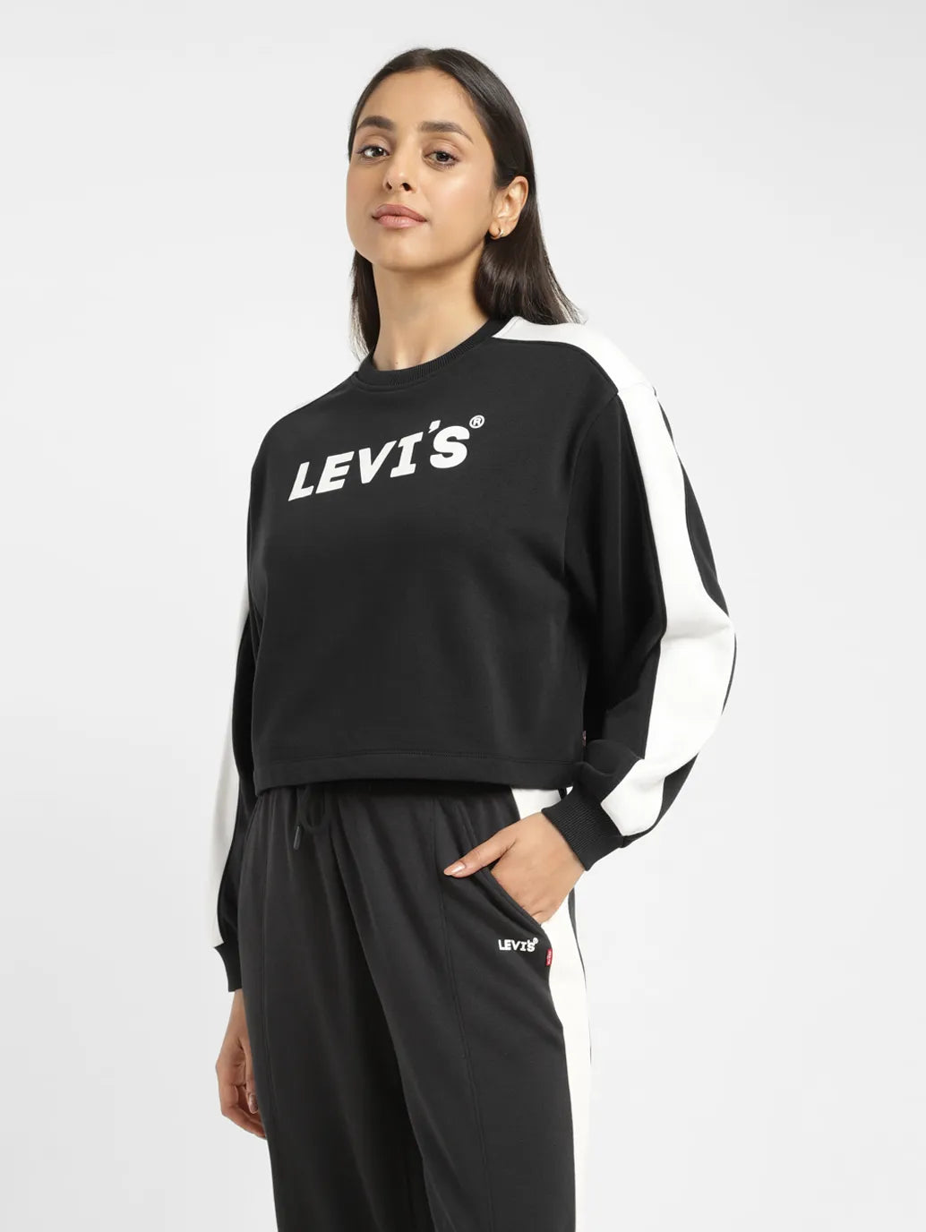 Women's Brand Logo Black Crew Neck Sweatshirt - e5f47142-c3bb-4b57-804c-421b60b6178e View