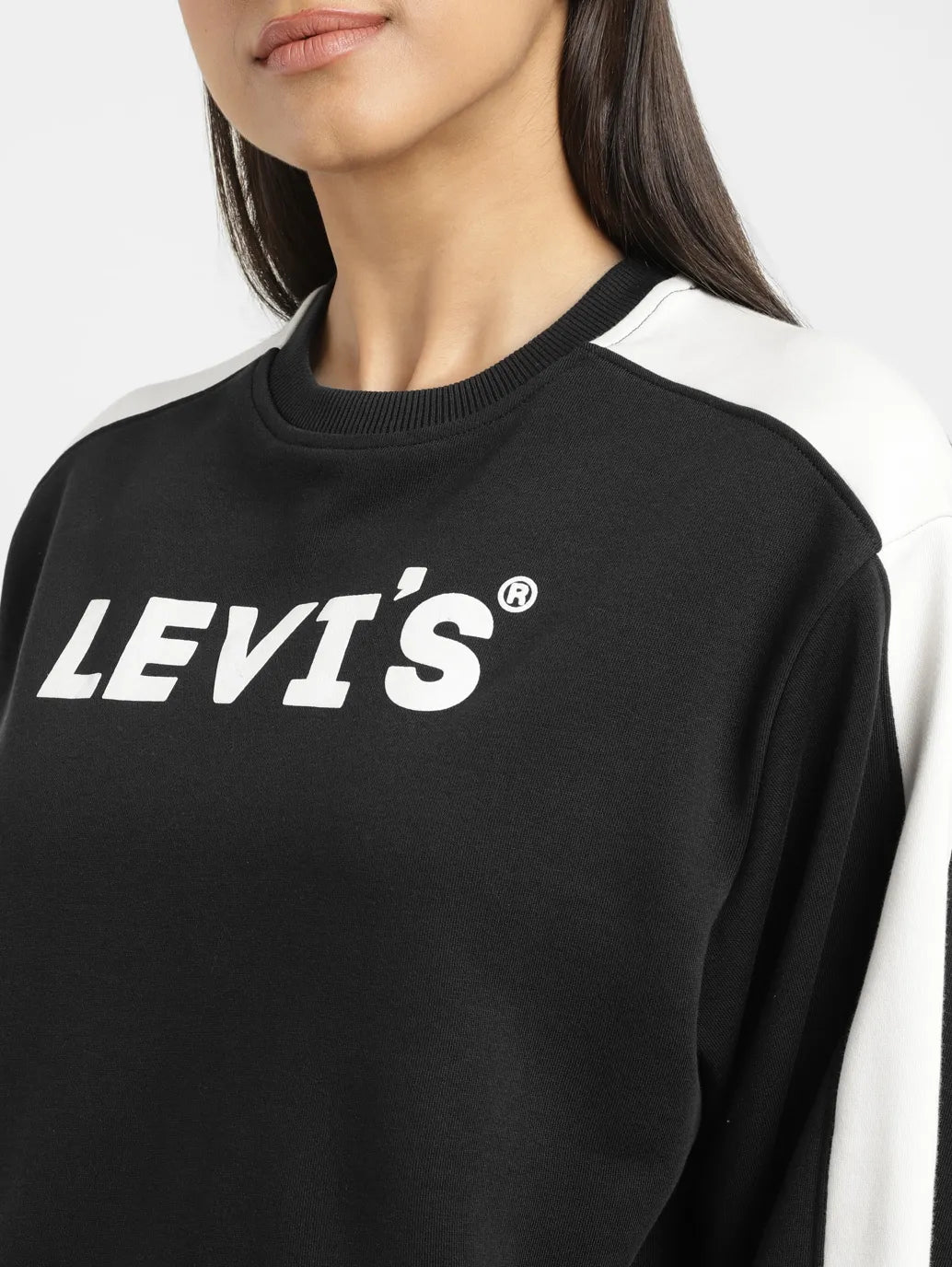 Women's Brand Logo Black Crew Neck Sweatshirt - ac6274b8-bb0a-452c-98f5-405c16690ae5 View