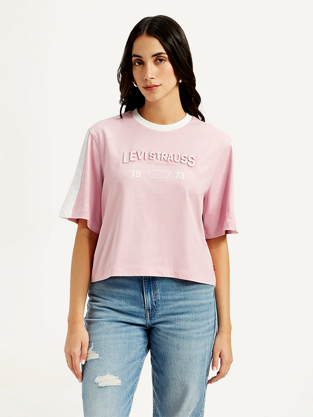 Women's Typographic Print Relaxed Fit T-shirt - Front View