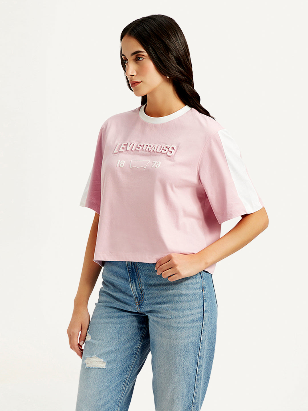 Women's Typographic Print Relaxed Fit T-shirt - Side View