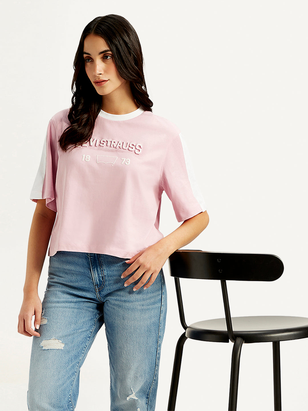 Women's Typographic Print Relaxed Fit T-shirt - Styleshot View