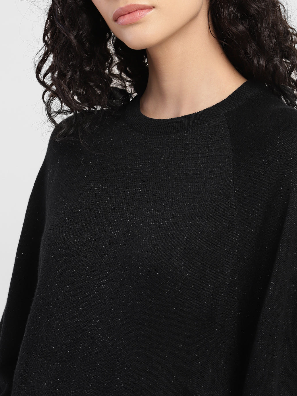 Women's Red loop Metallic Solid Sweater - Frontdetails View