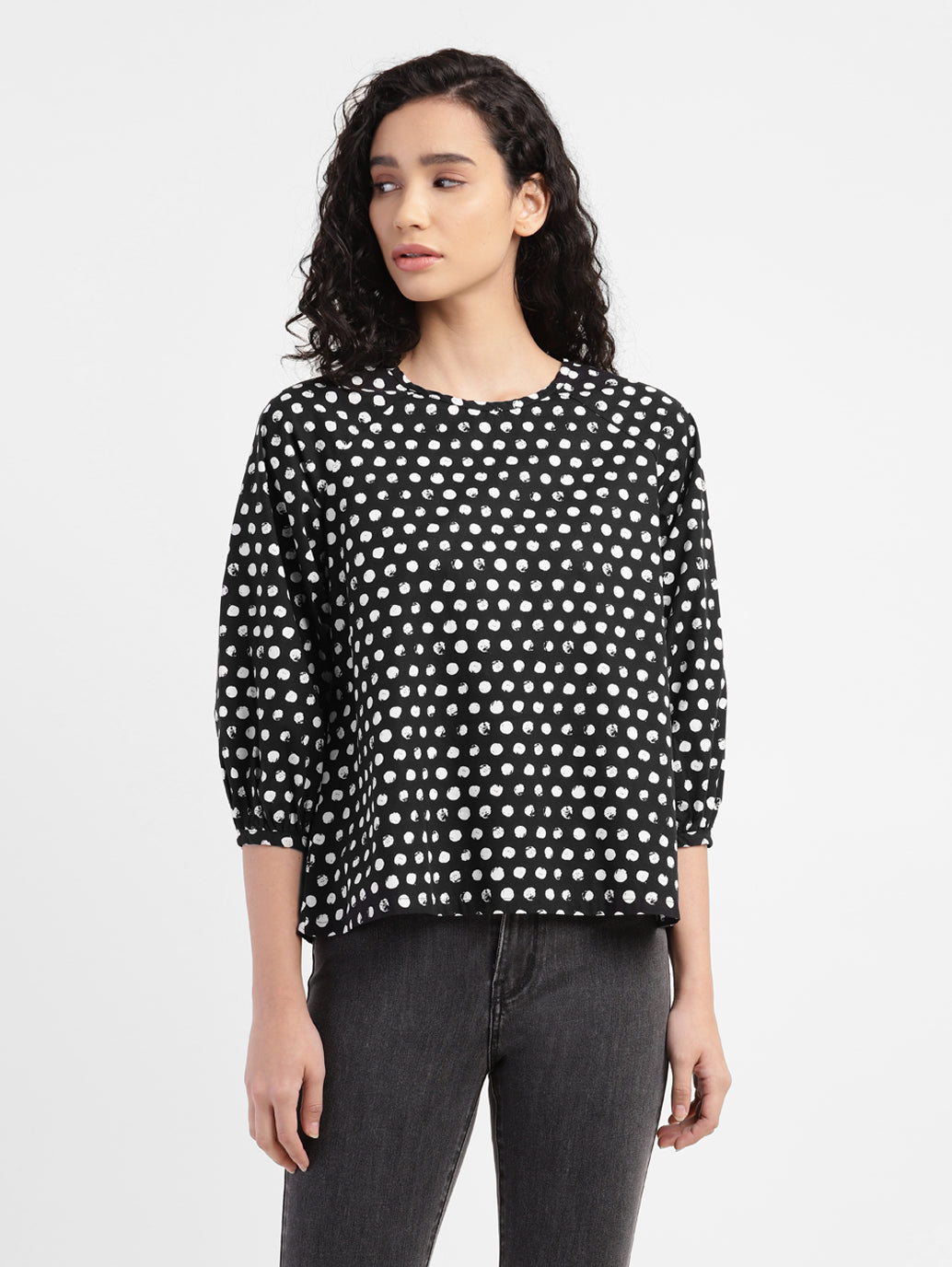Women's Polka Dot Round Neck Top - c89ed711-7ac4-44a8-aa51-d7ab29a50c77 View