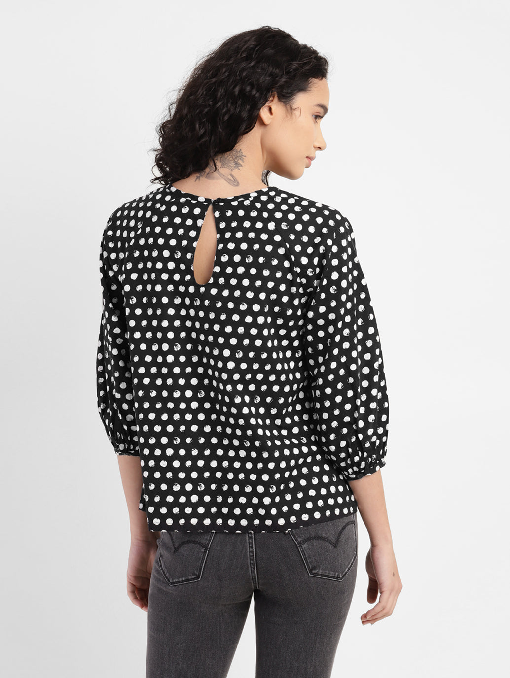 Women's Polka Dot Round Neck Top - b47e4653-d21c-4dd4-b880-b256ce9f99f9 View