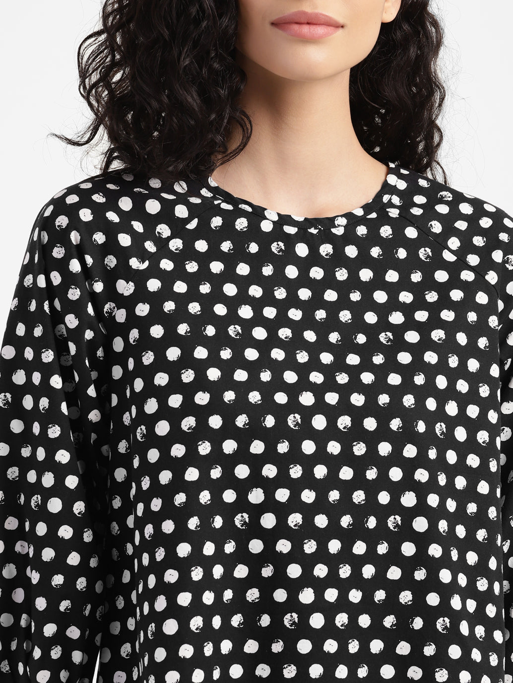 Women's Polka Dot Round Neck Top - 9bc1aad5-38da-4a84-a280-07ff4cc9cfe3 View