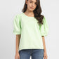 Women's Solid Round Neck Top - ca7c745e-7c34-450e-9d53-852debfec51e View