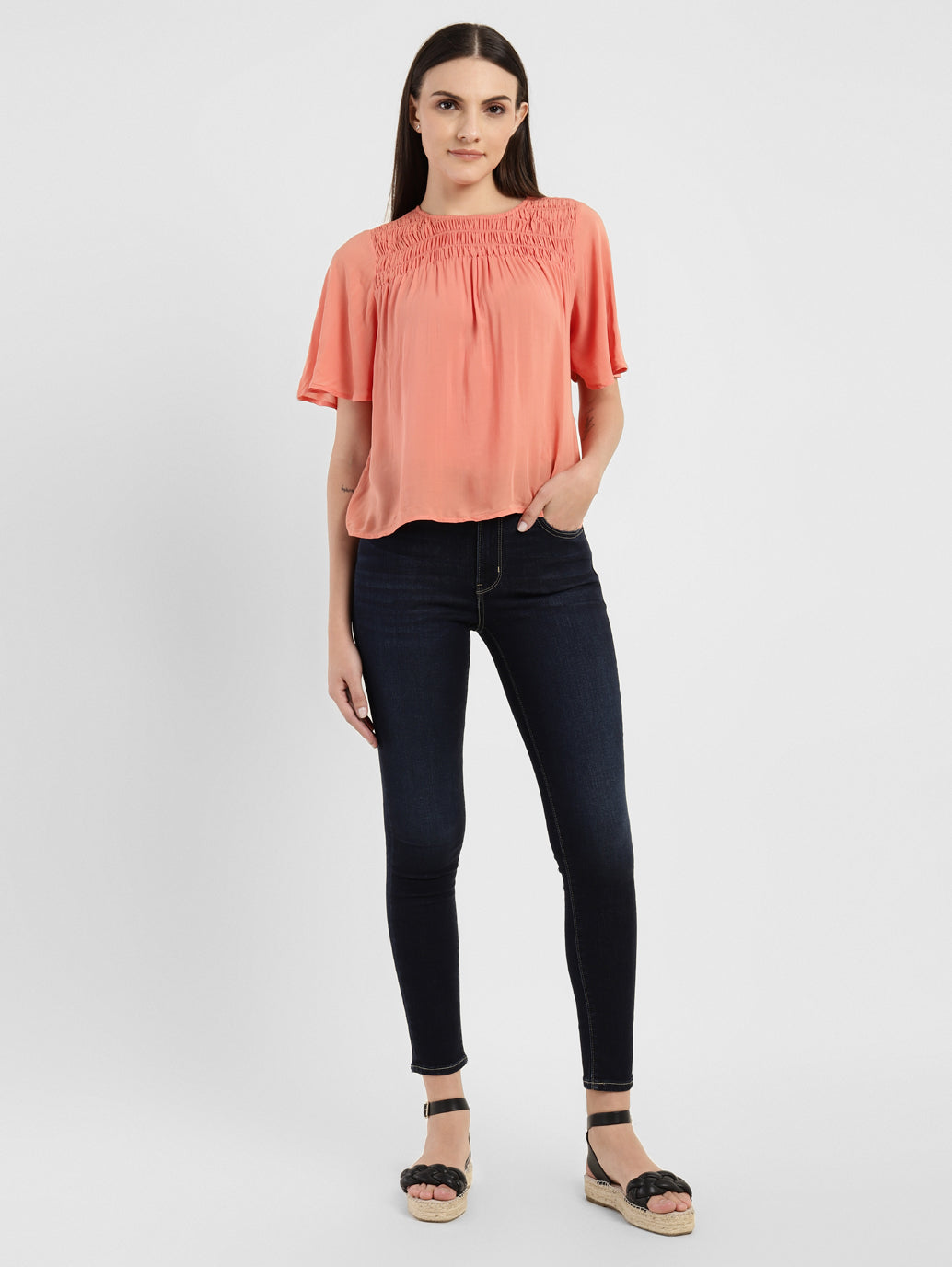 Women's Solid Round Neck Top - 18b8ac41-bf3f-4fe8-b21f-f441af8ce35a View