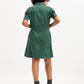 Women's Solid Green Spread Collar Shirt Dress - Back View