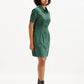 Women's Solid Green Spread Collar Shirt Dress - Side View