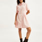 Women's Solid Light Pink Spread Collar Shirt Dress - e33a68ba-037b-474b-a5c9-d2fea5d1b979 View