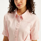 Women's Solid Light Pink Spread Collar Shirt Dress - da76410e-166f-4f1c-ada3-3b6a8942a26f View